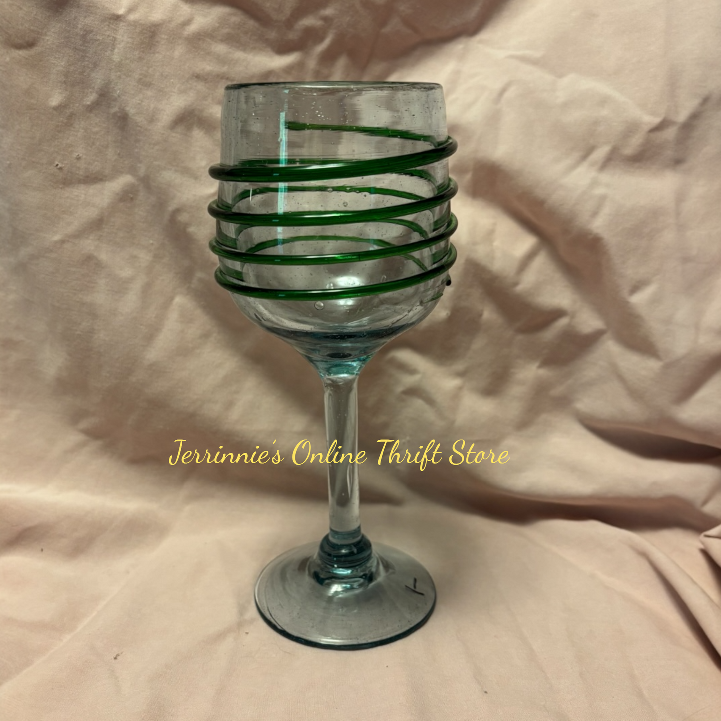 Green Stripe Wine Glass