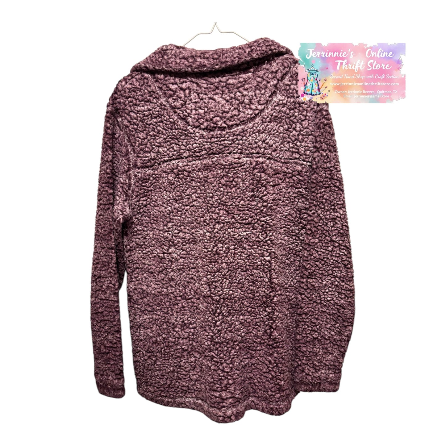 Zenana Outfitters Pullover Purple Plush Sherpa Fleece Jacket Soft Cozy