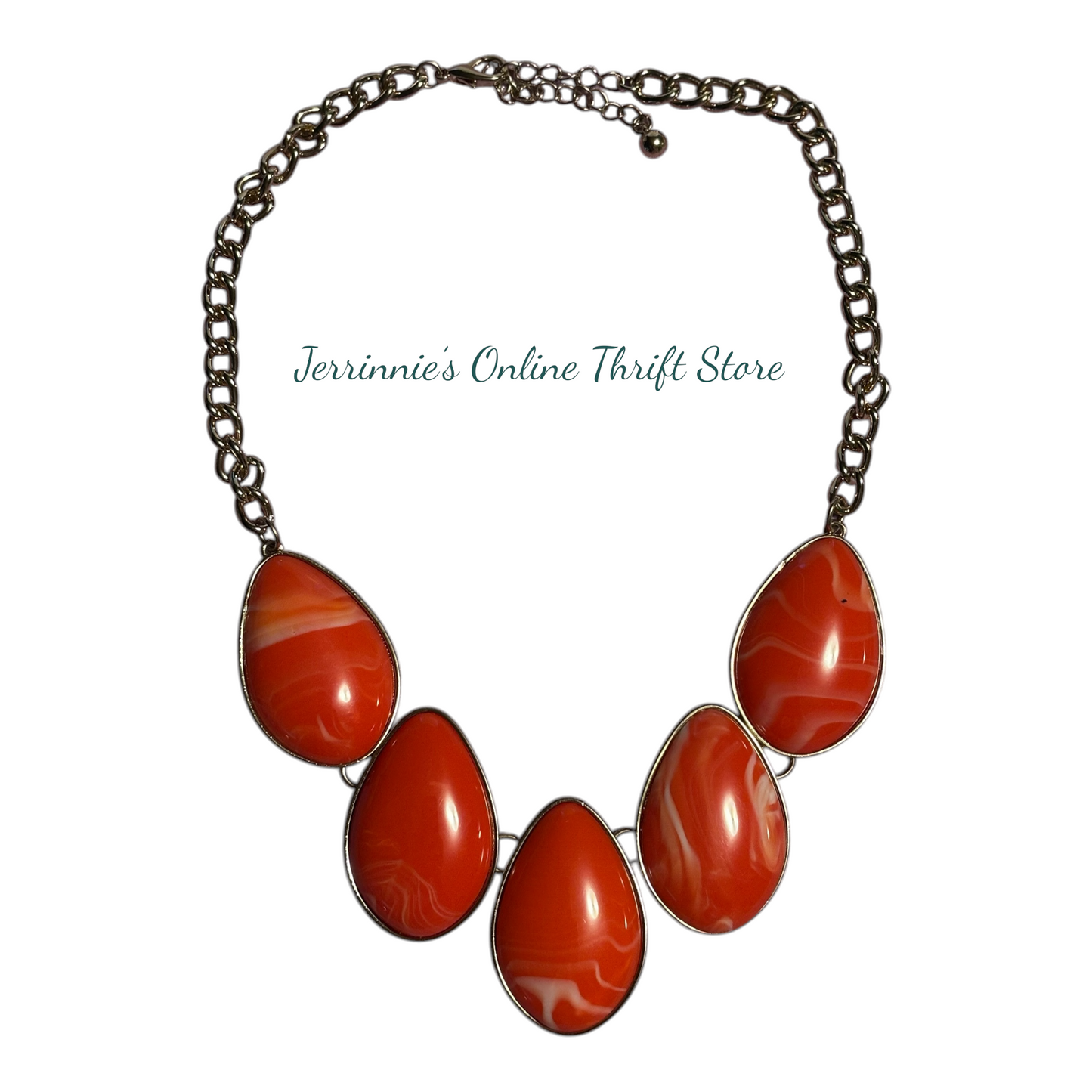 Orange Carnelian Stone Gold Tone Necklace