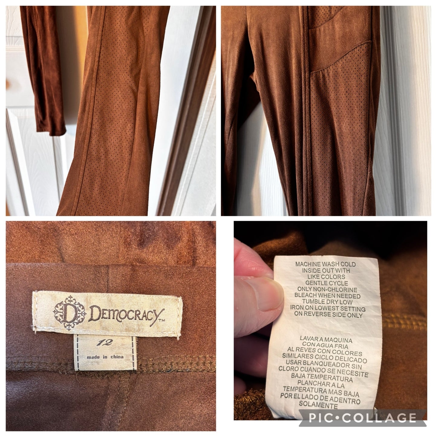 Democracy Faux Suede Perforated Leggings – Size 12