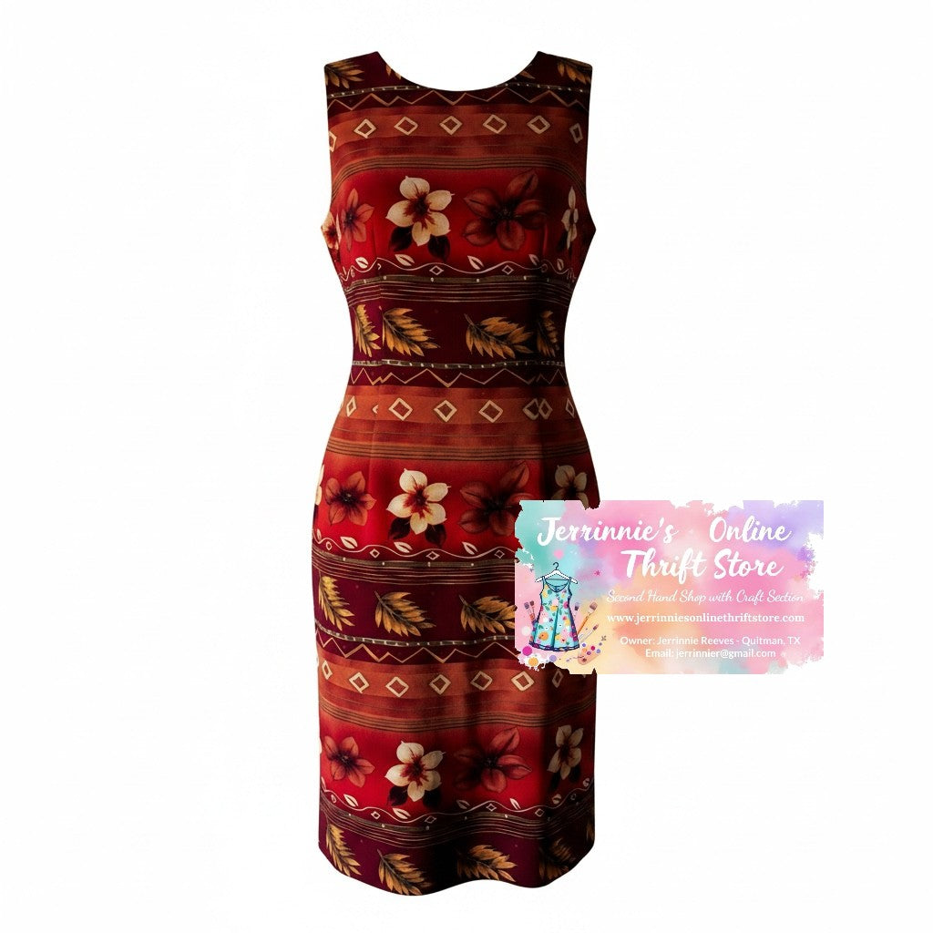 Koret Sleeveless Sheath Dress – Red Tropical Floral Print – Size 18
