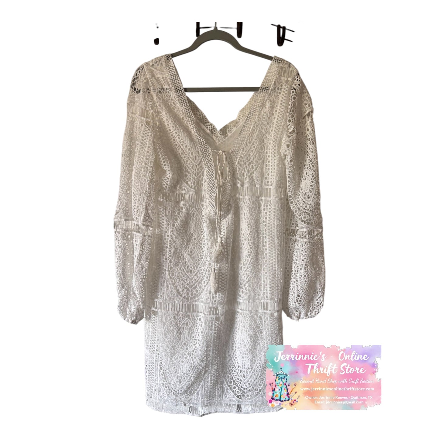 White Lace Dress V Neck and Back