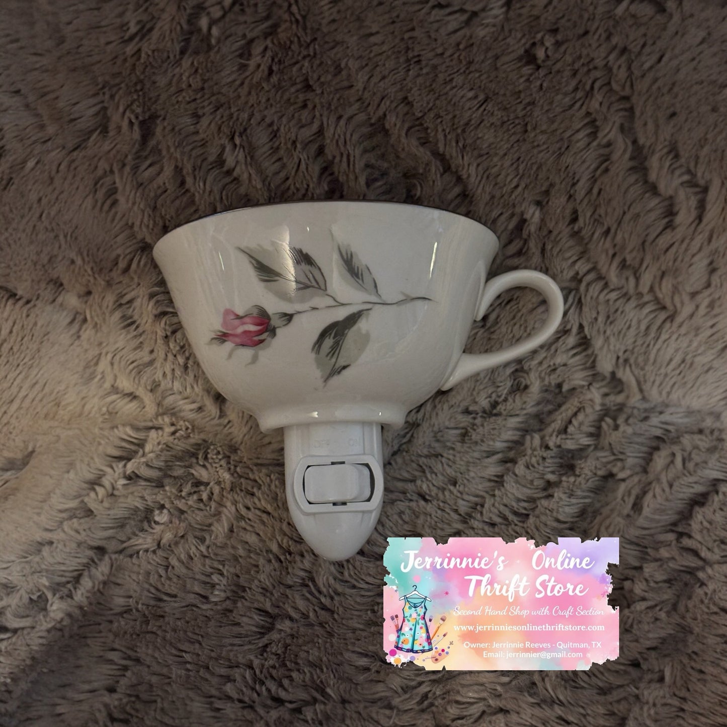 Vintage Pink Rose Handcrafted Night Light Tea Cup