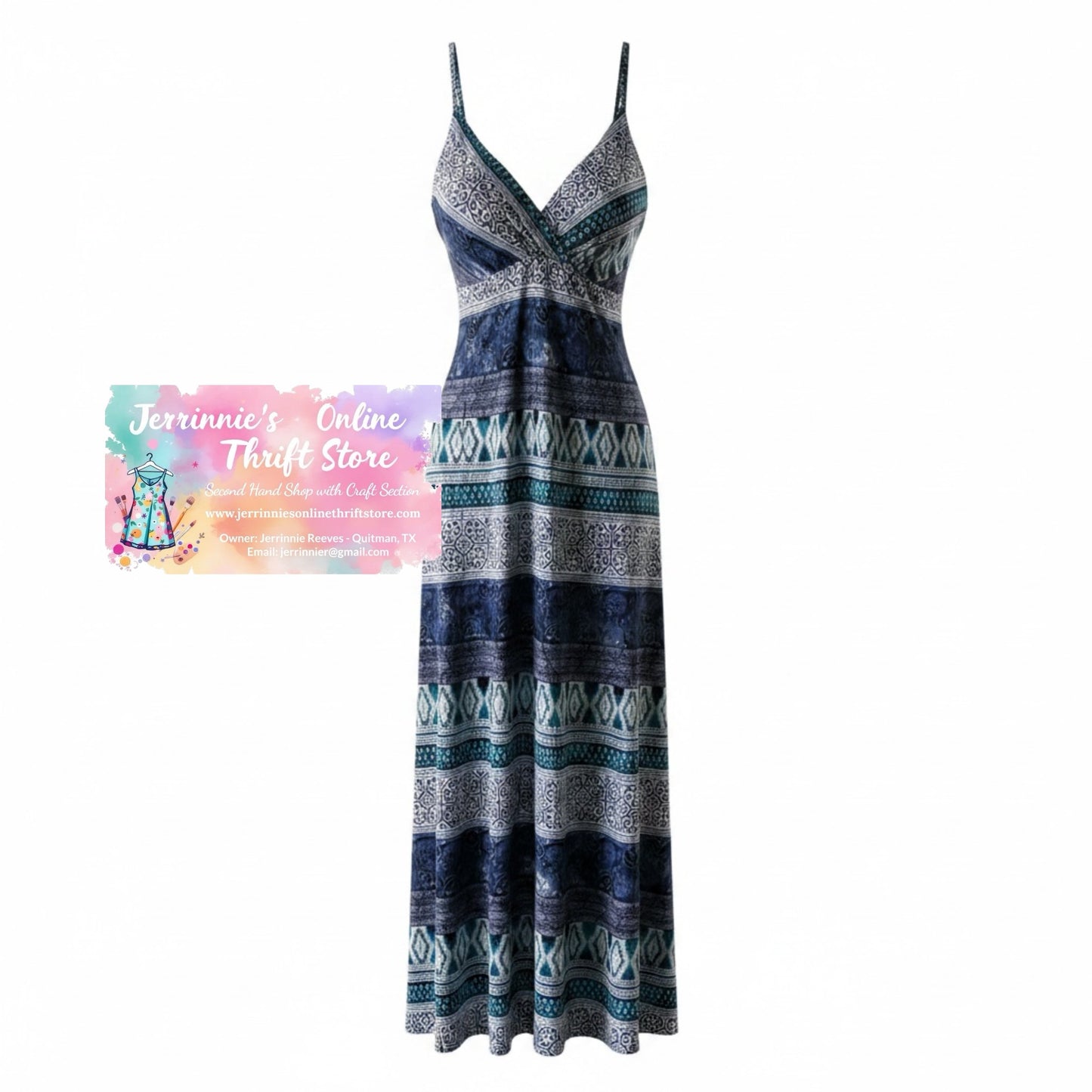 Faded Glory Blue Boho Maxi Dress | Size M (8-10)