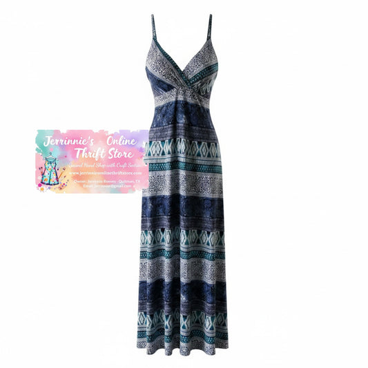 Faded Glory Blue Boho Maxi Dress | Size M (8-10)