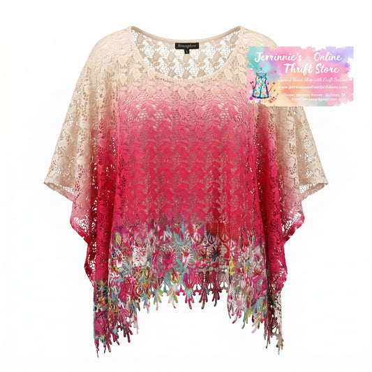 Atmosphere Ombre Lace Kimono Poncho Top