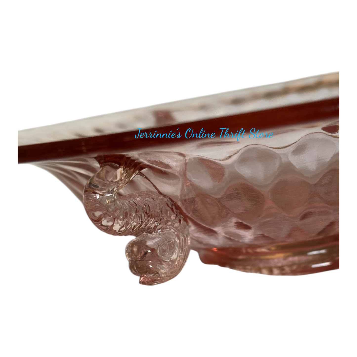 Pink Depression Glass Bowl With Dolphin Feet