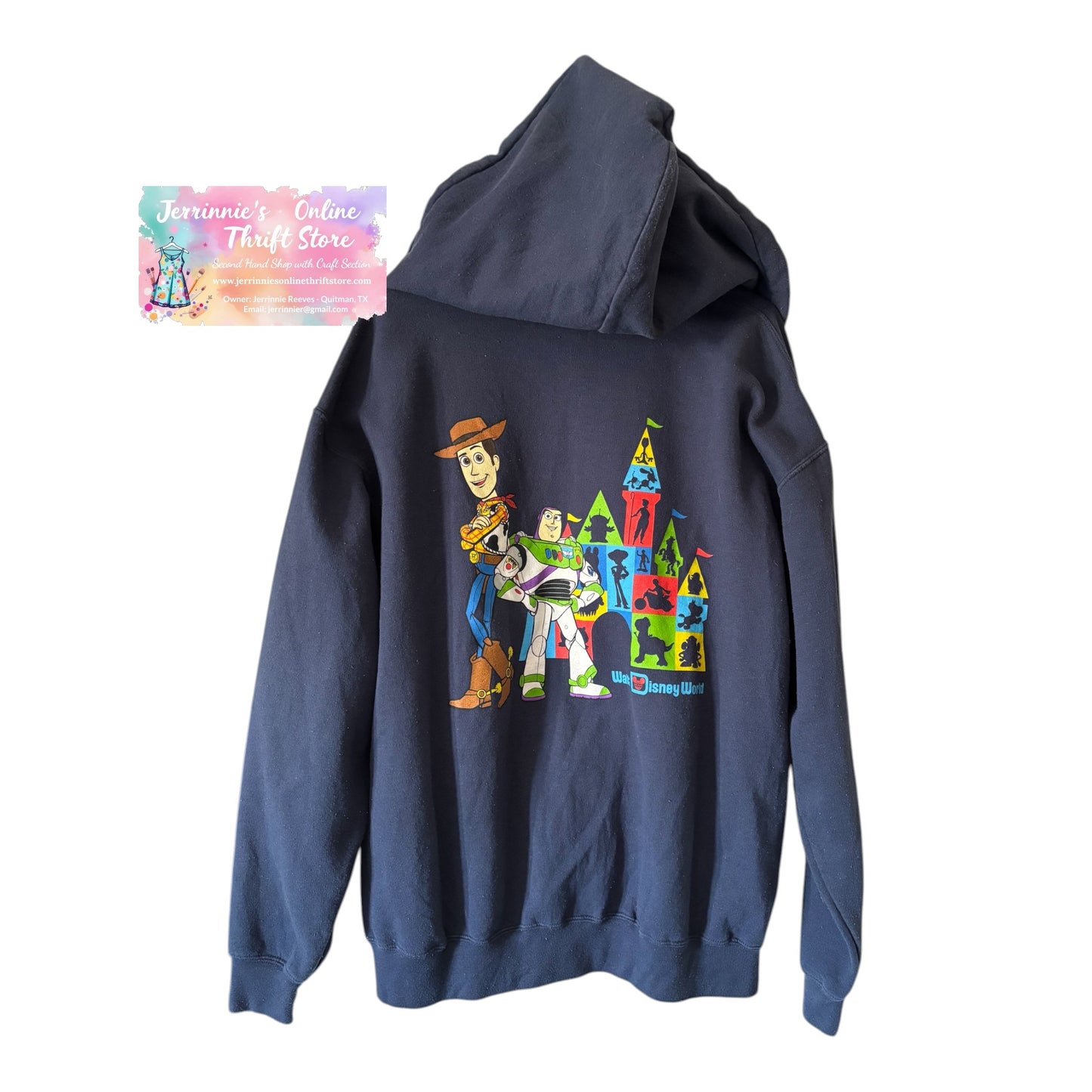 Disney Pixar Toy Story Blue Full Zip Long Sleeve Fleece Hoodie Large