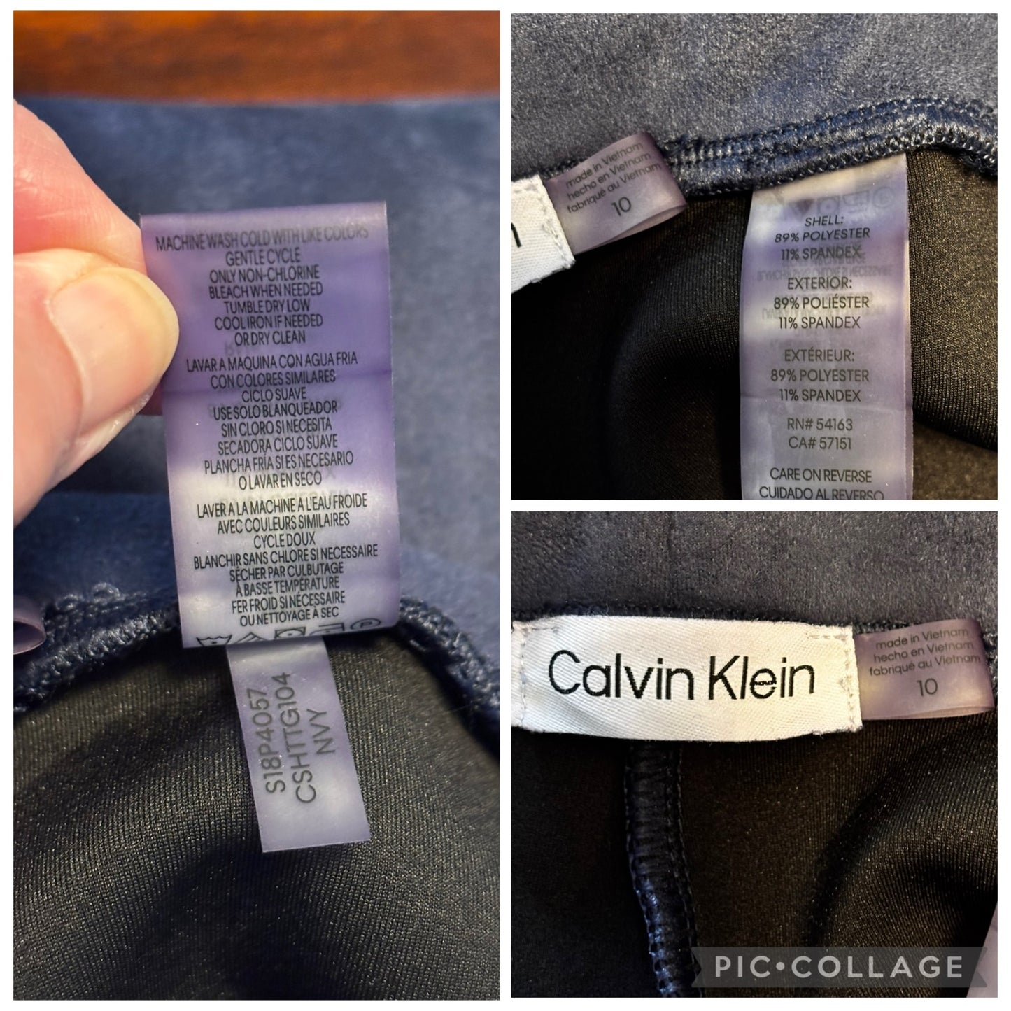 Calvin Klein Navy Suede-Look Slim Pants – Size 10