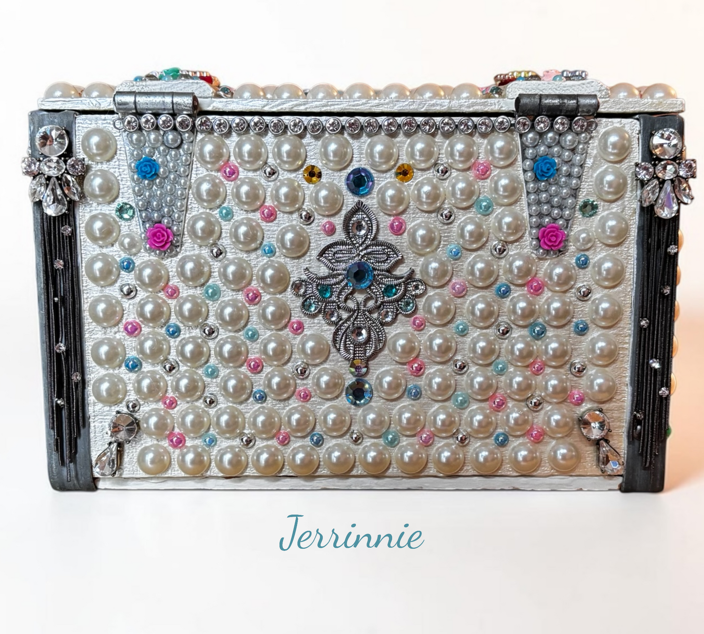 Handmade Pearl & Jewel Embellished Trinket Box
