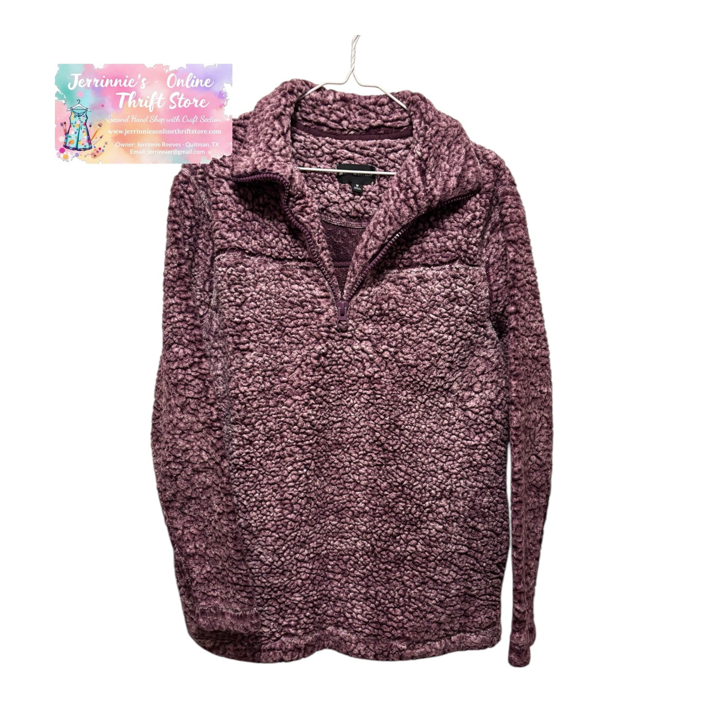Zenana Outfitters Pullover Purple Plush Sherpa Fleece Jacket Soft Cozy