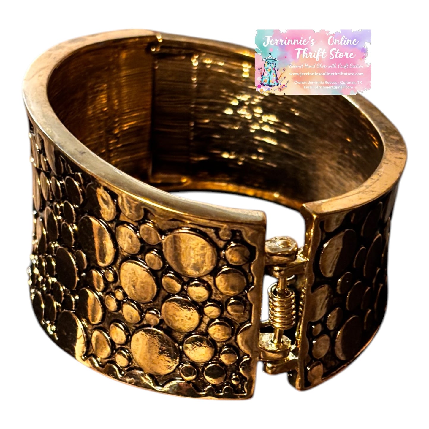 Vintage Gold-Tone Textured Bubble Cuff Bracelet
