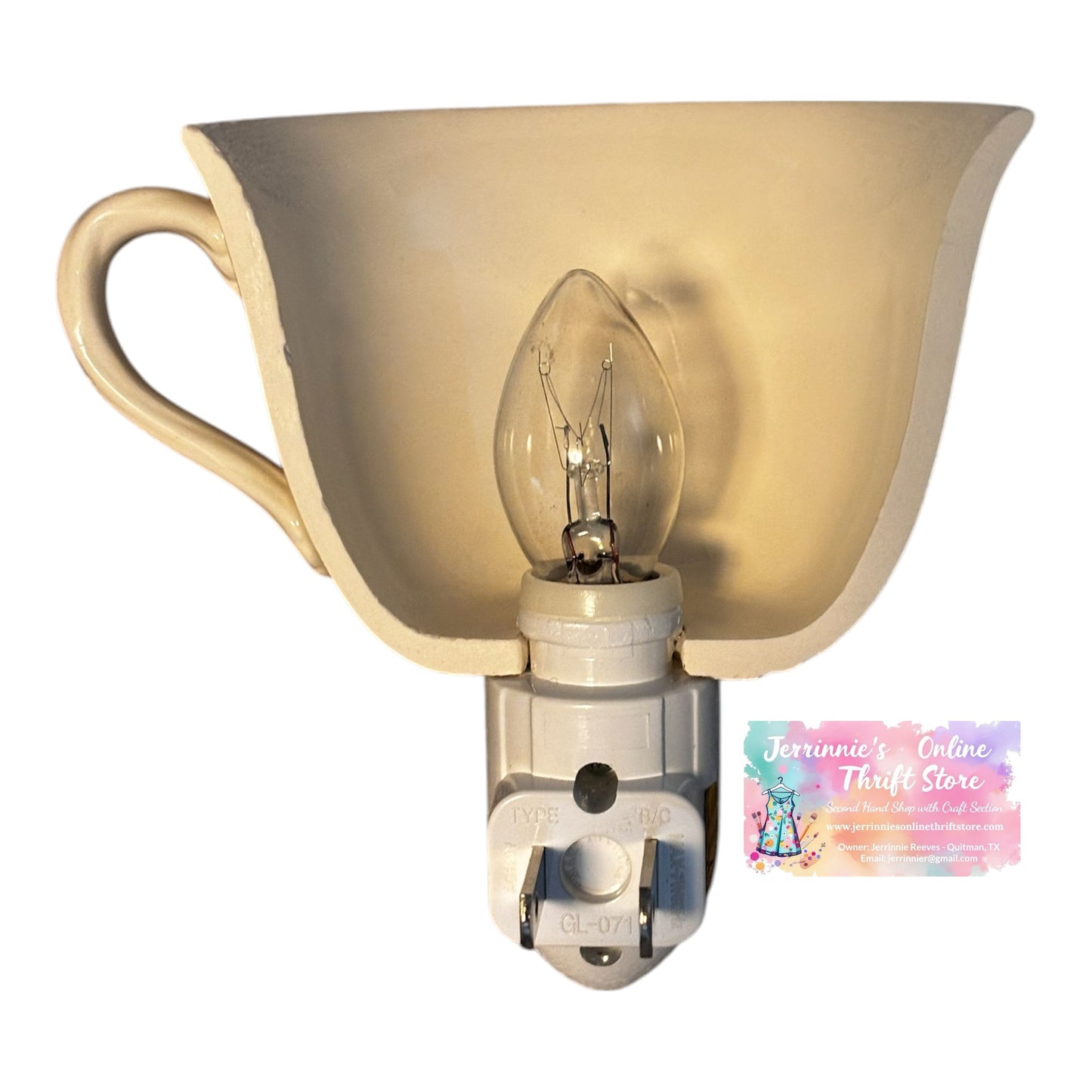 Handcrafted Wedgwood Williamsburg Black Teacup Night Light – Floral Porcelain Plug-In