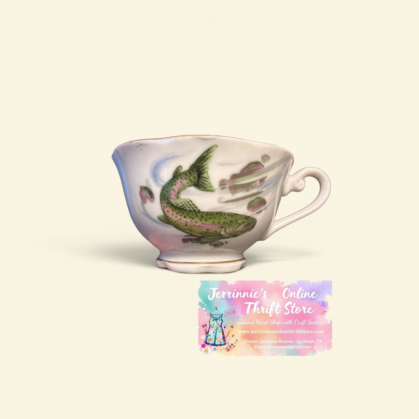 Vintage Fish Trout Teacup Night Light – Plug-In