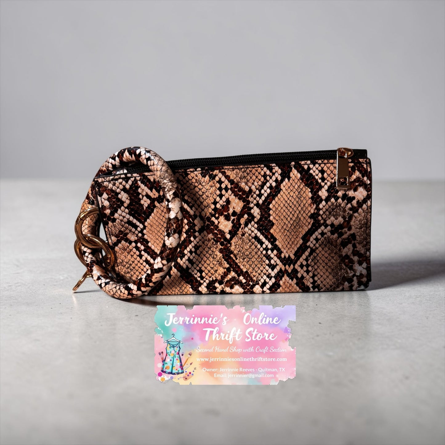 Snakeskin Wristlet Wallet Zipper New No Tag
