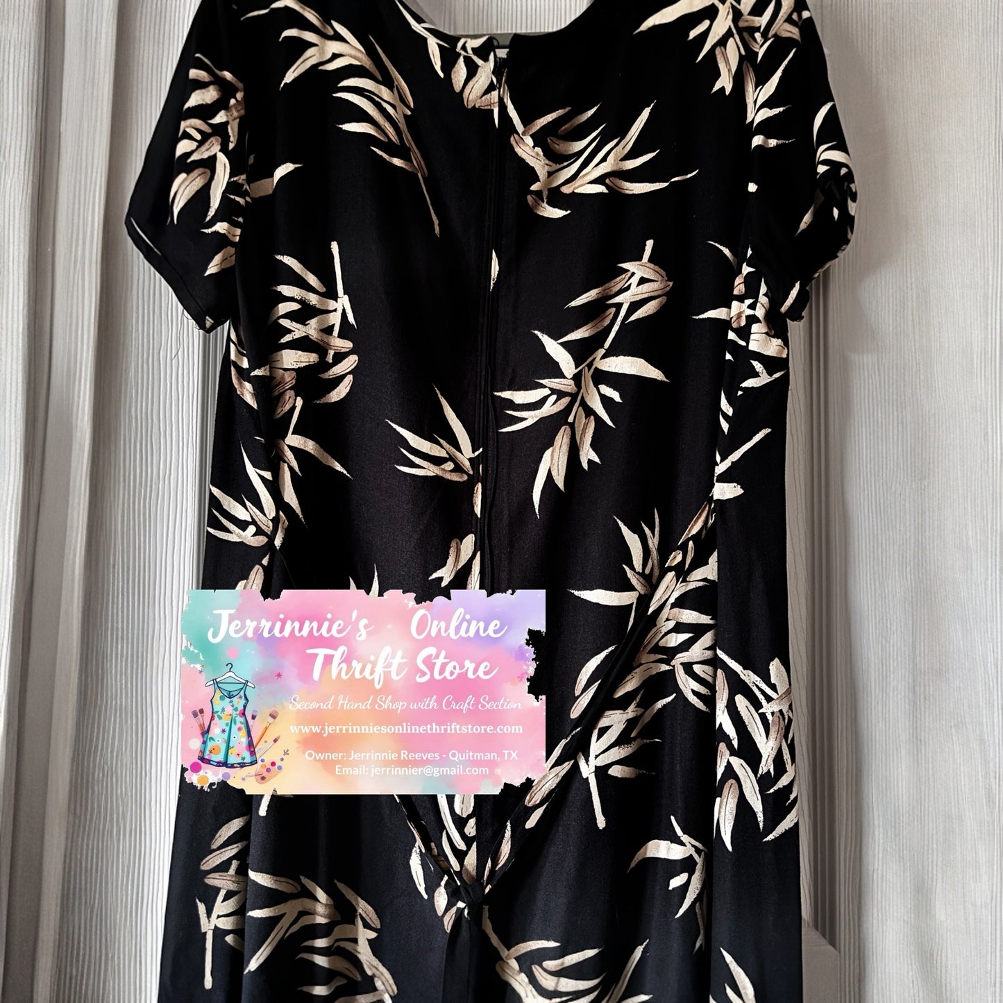 Stonebridge Black Leaf Print Maxi Dress | Size 16
