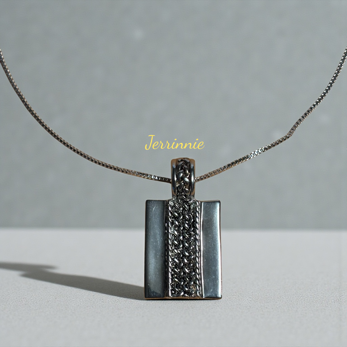 Braided Design Men's Dog Tag Pendant Necklace