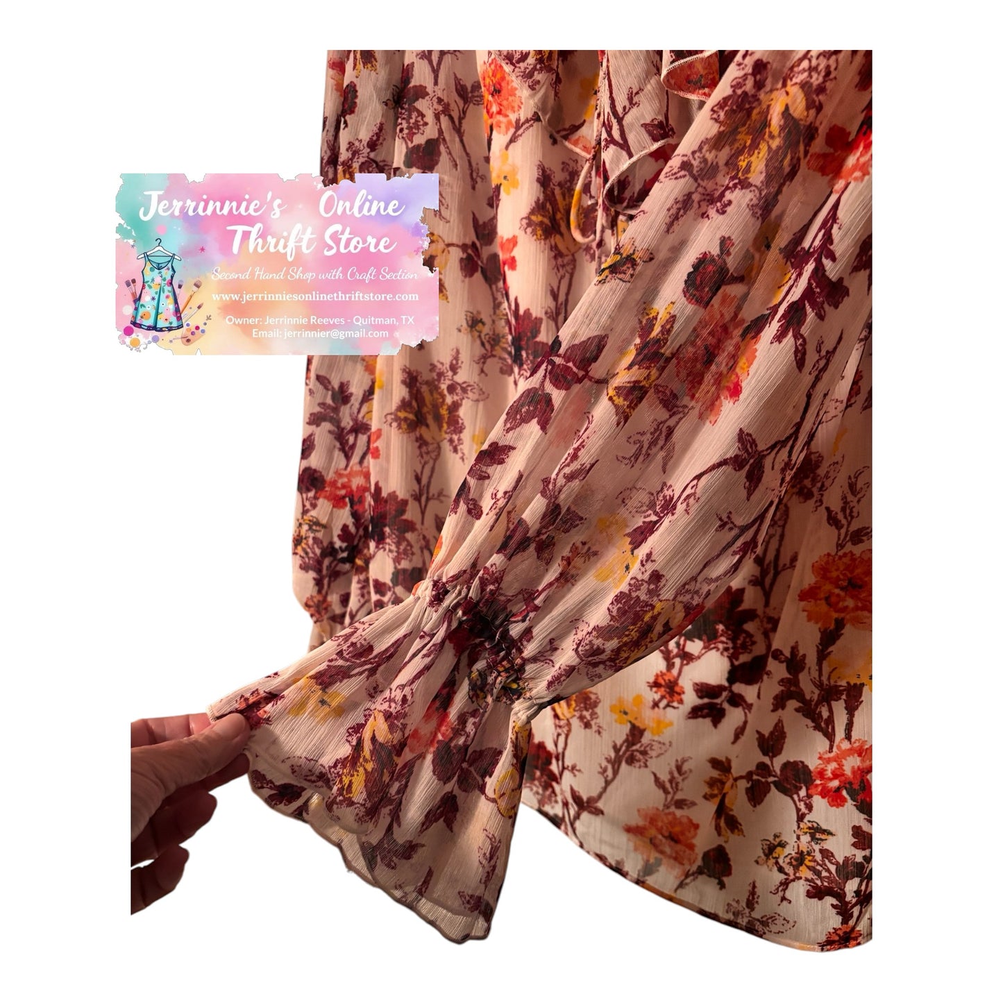 Floral Chiffon Ruffle Blouse – Long Sleeve Boho Top