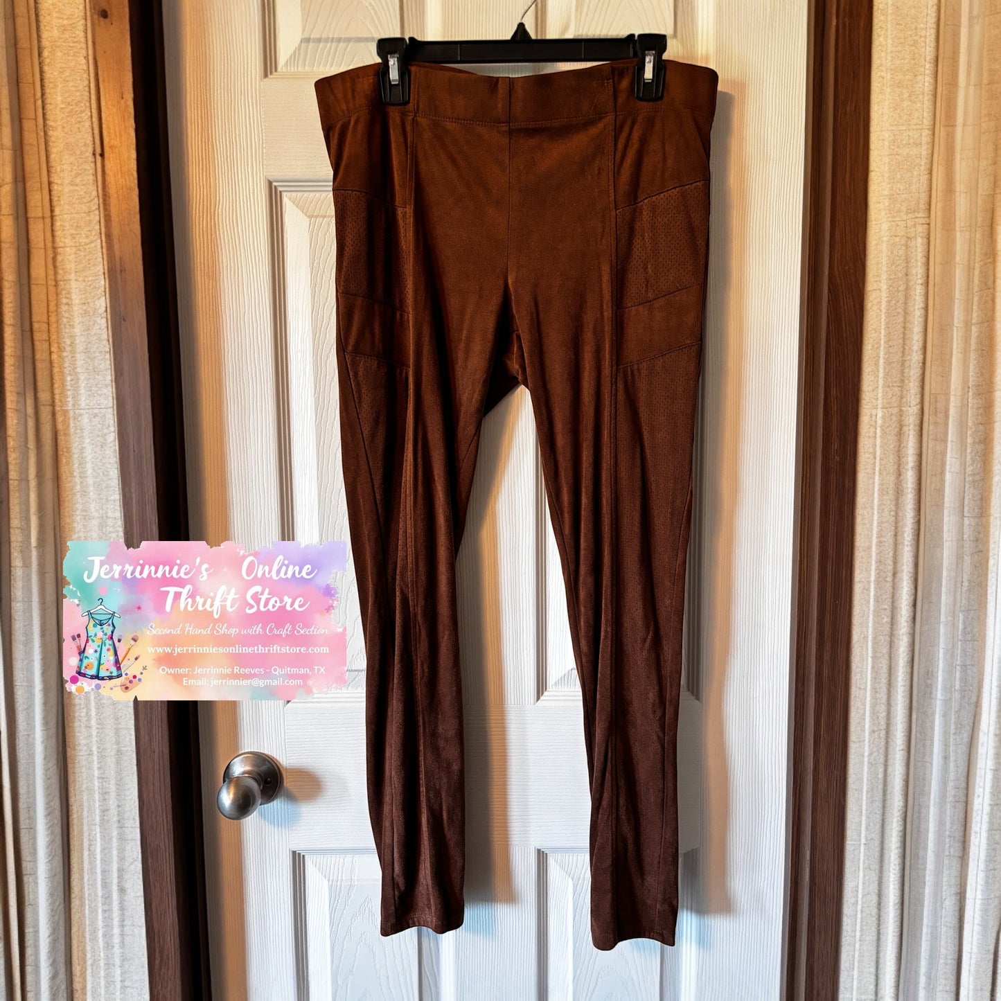 Democracy Faux Suede Perforated Leggings – Size 12