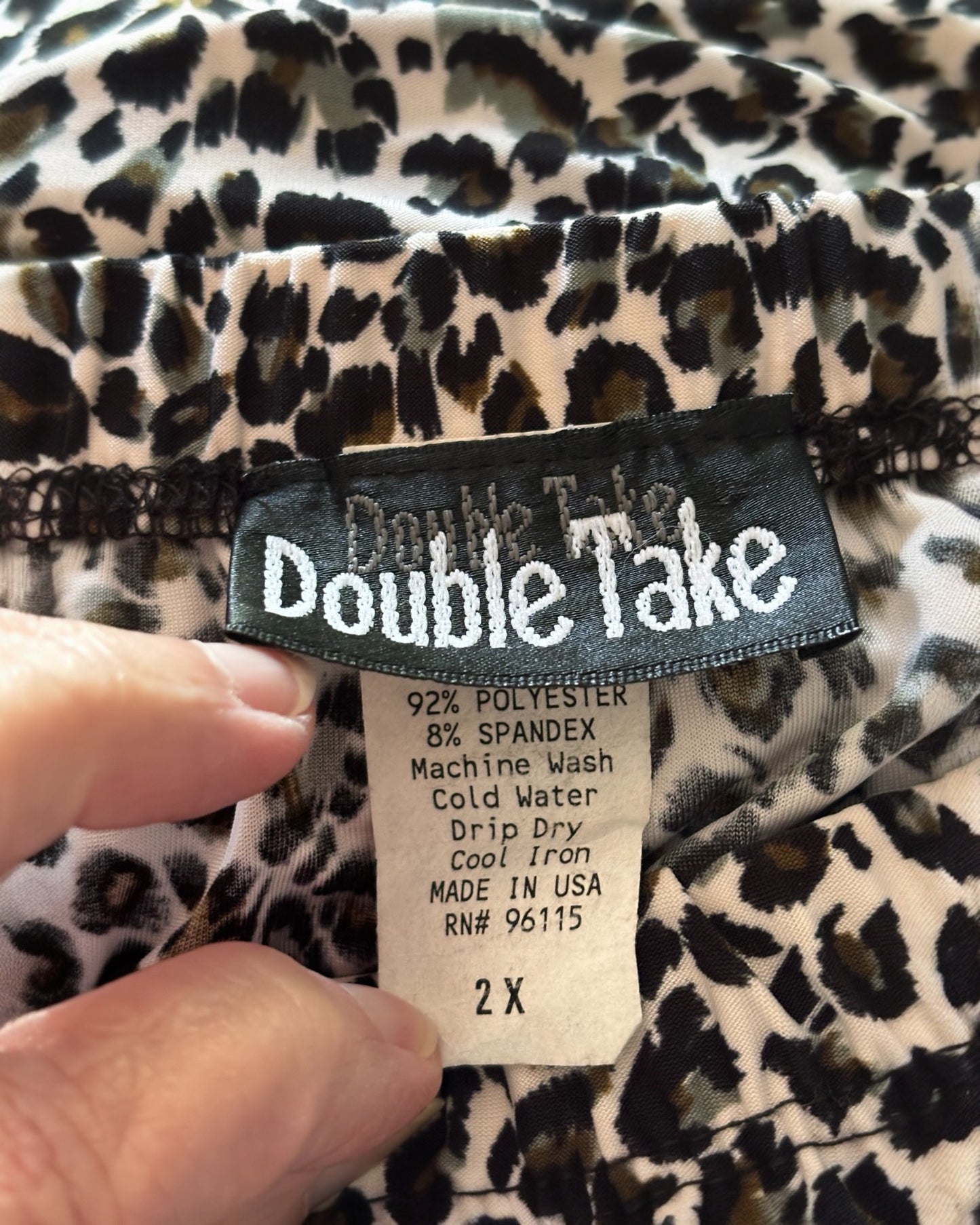 Double Take Leopard Print Midi Skirt 2X