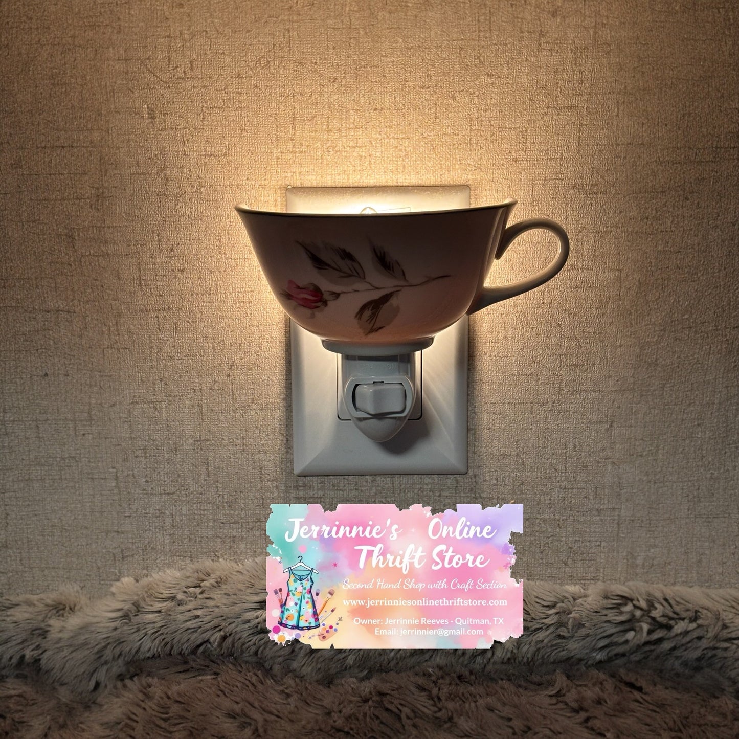 Vintage Pink Rose Handcrafted Night Light Tea Cup