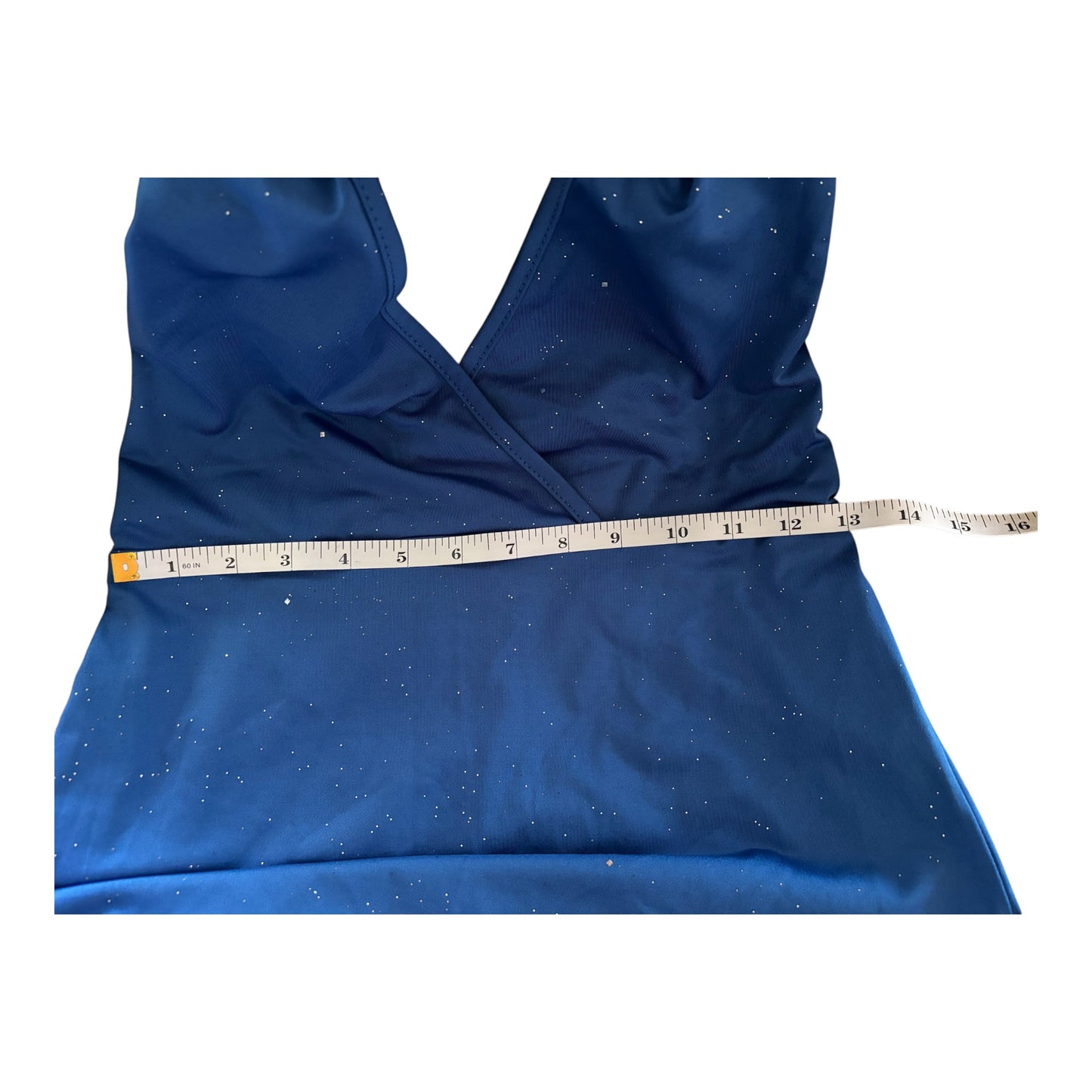 Steel Blue Halter Skater Dress with Chain Detail