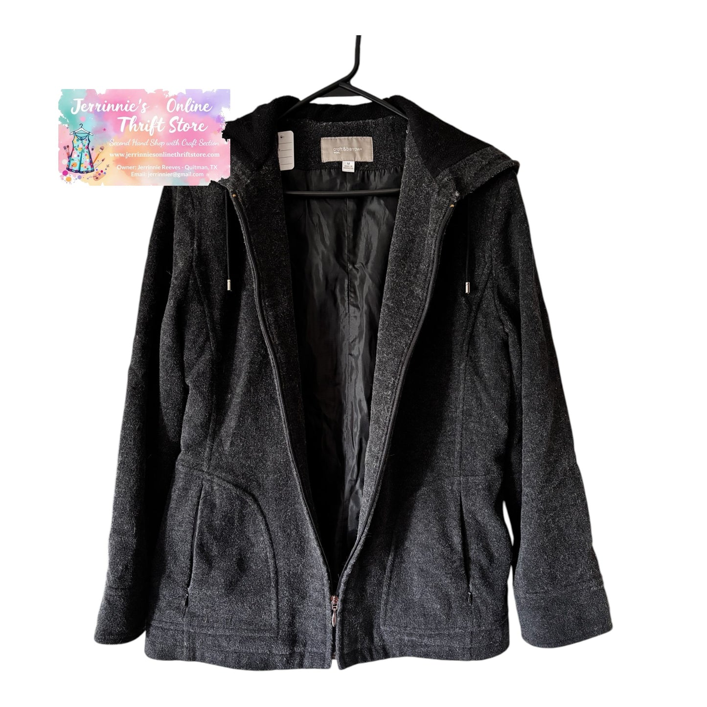 Croft & Barrow Wool Hooded Jacket – Charcoal Gray | Size M