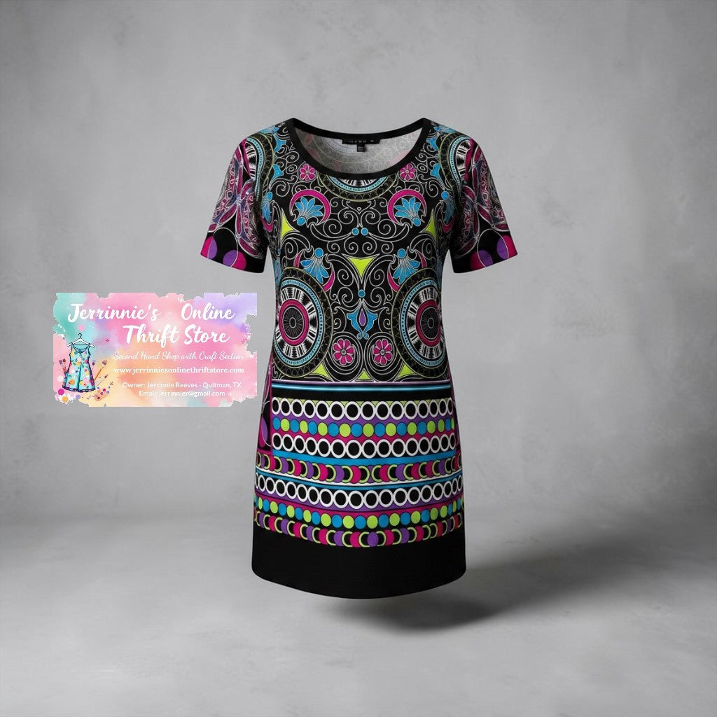 Tiana B. Baroque Geometric Print T-Shirt Dress – Size PM