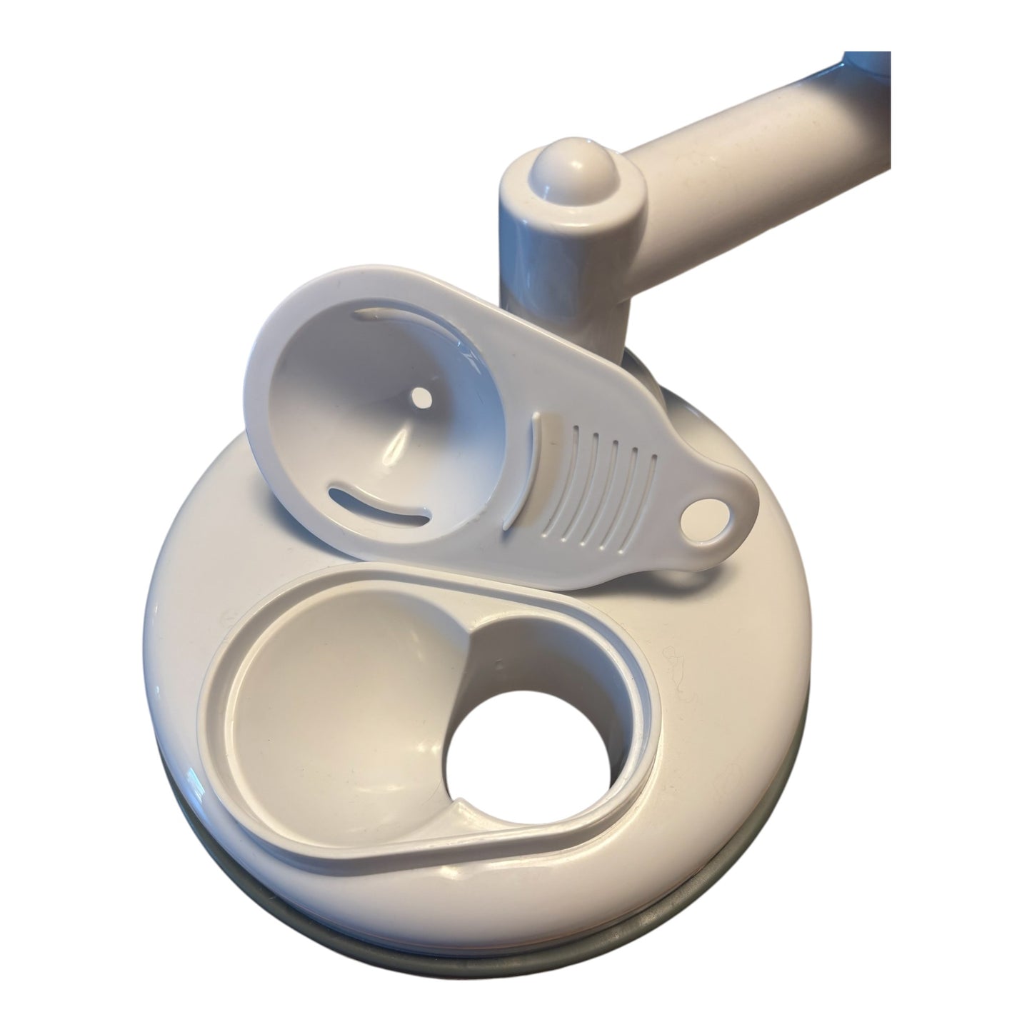 Manual Food Processor Hand Crank Chopper White Clear with Egg Separator Lid