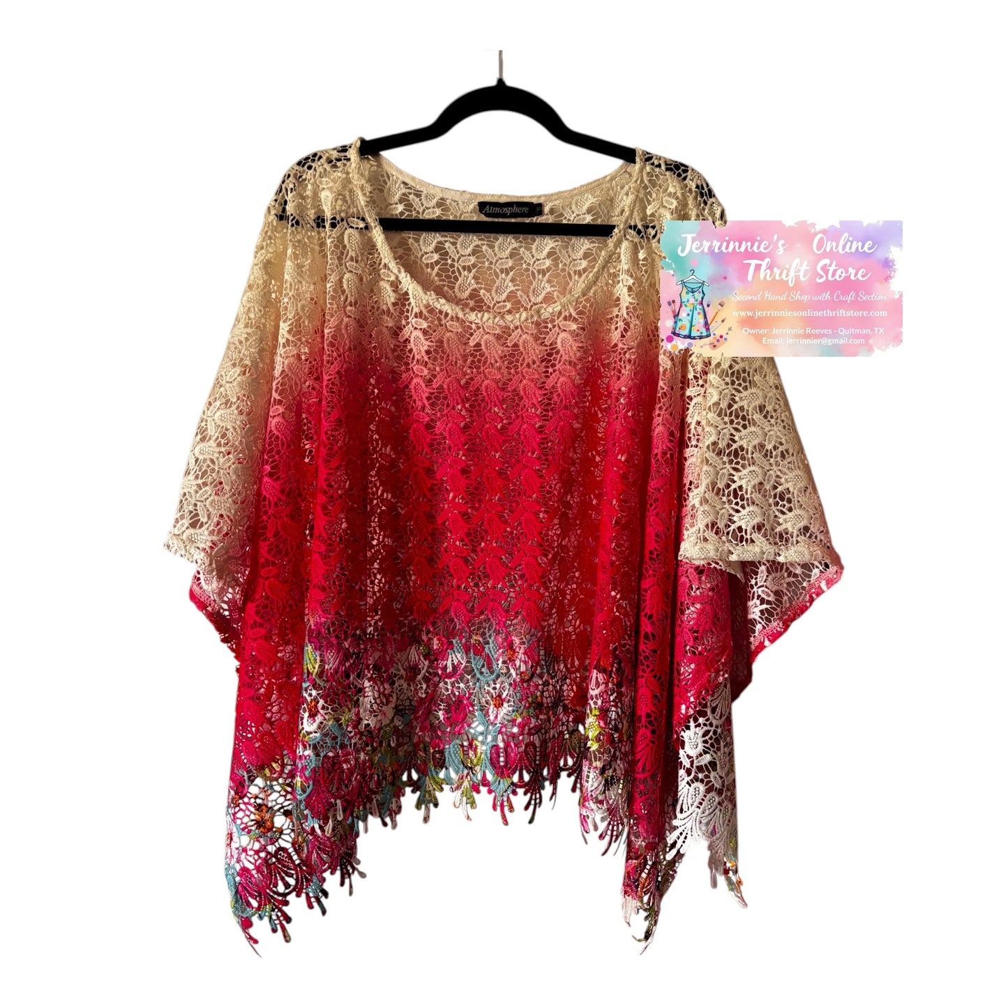 Atmosphere Ombre Lace Kimono Poncho Top