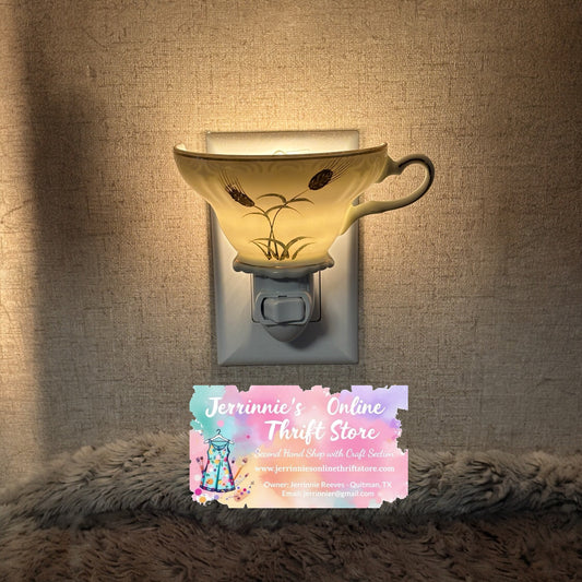Vintage Lefton Tea Cup Night Light Wheat Pattern