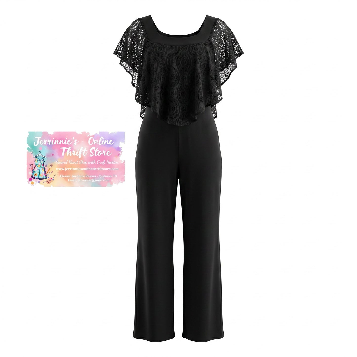 Cato Black Lace Flutter Sleeve Jumpsuit Size 16
