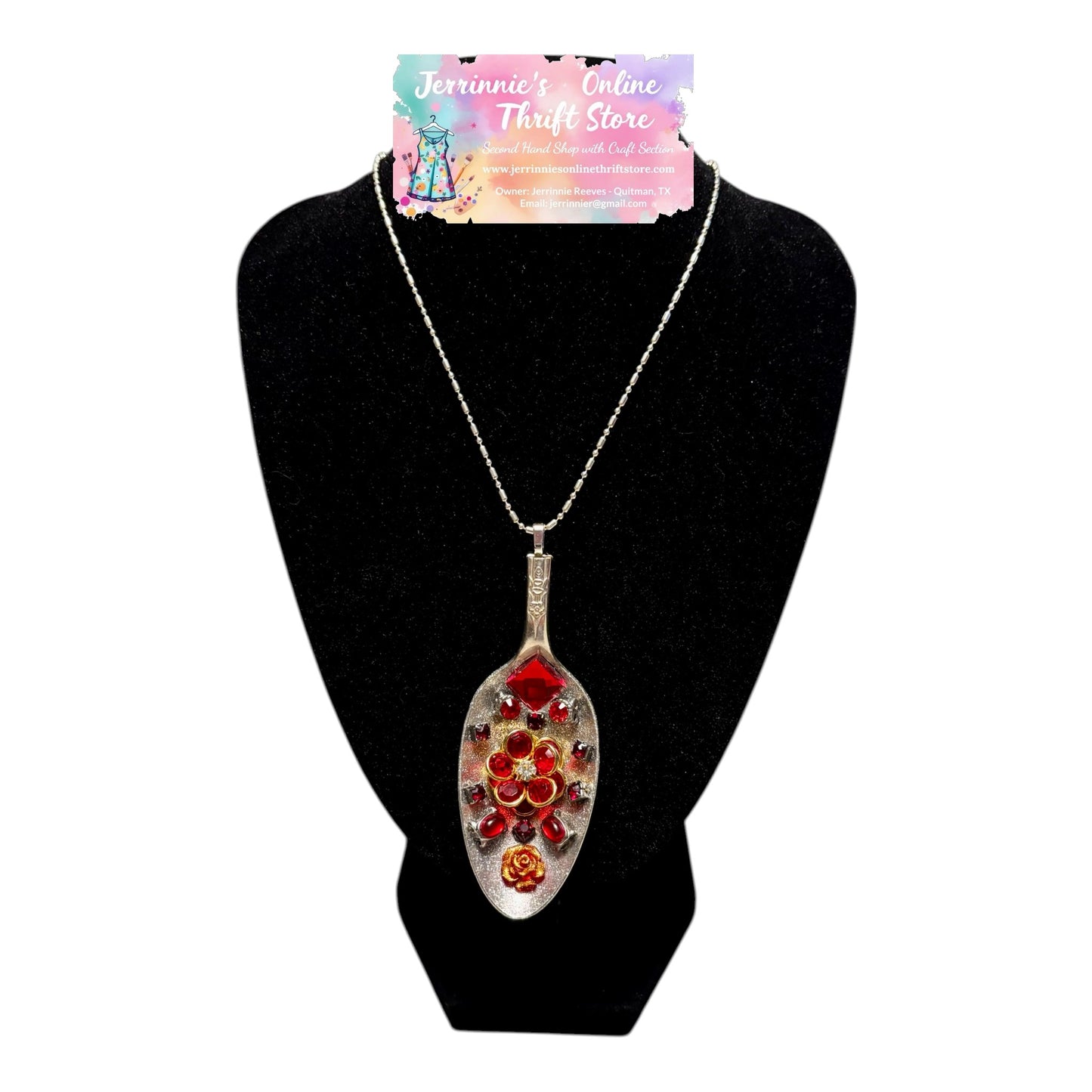 Handmade Spoon Jewelry With Red Flower
