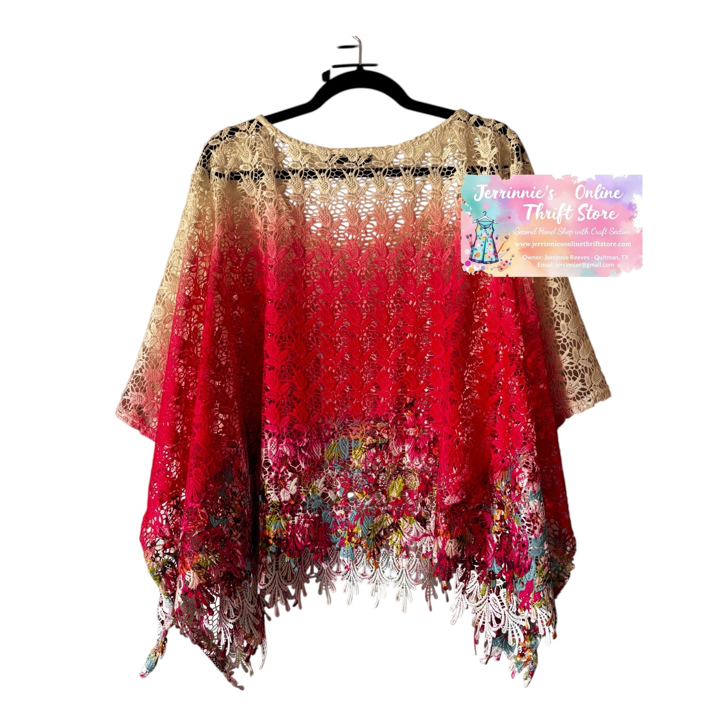 Atmosphere Ombre Lace Kimono Poncho Top