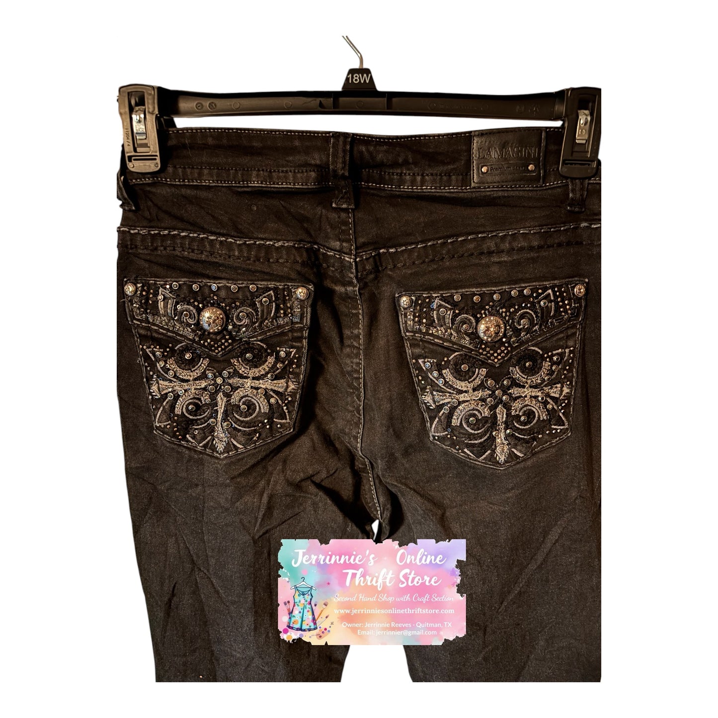 Lamasini Rhinestone Embellished Bootcut Jeans – Size 7