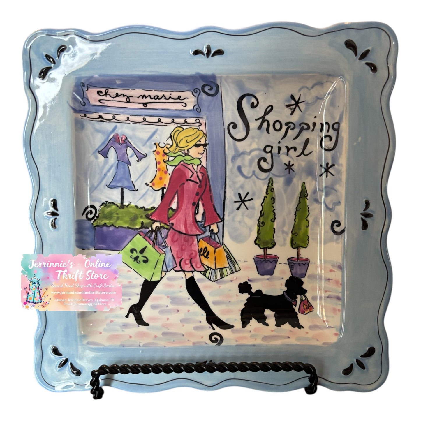 Certified International "Shopping Girl" Decorative Plate by Jennifer Brinley – 10x10