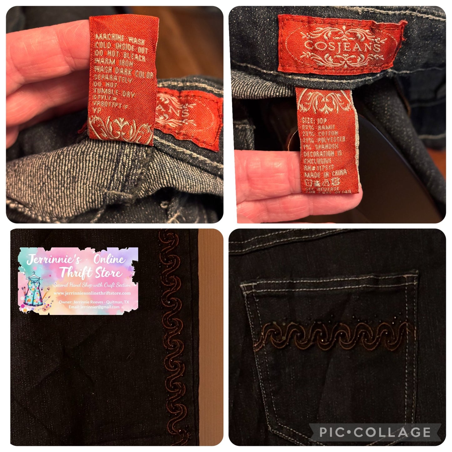 Cos Jeans Dark Wash Embroidered Pocket Jeans – Size 10P