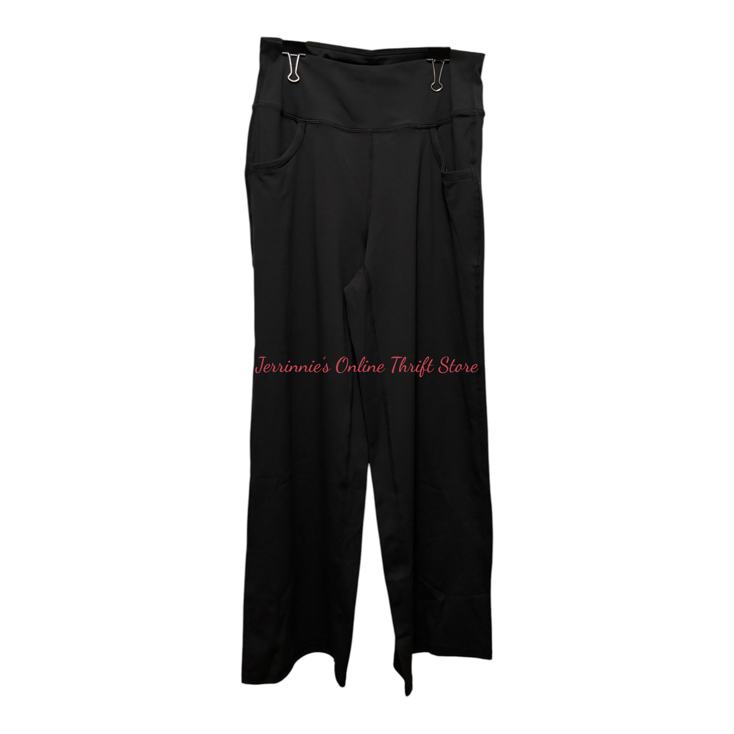 ESOFT Women's Large Active High-Rise Wide Leg Pants Yoga Pockets Black