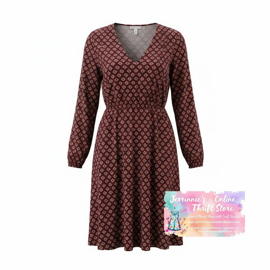 EST.1946 Burgundy Geometric Print Fit & Flare Dress – 14/16W