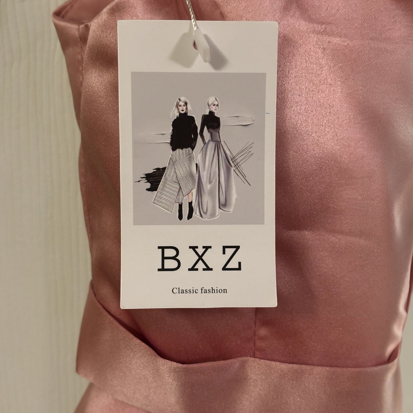 BXZ Pink Satin Haltered Dress