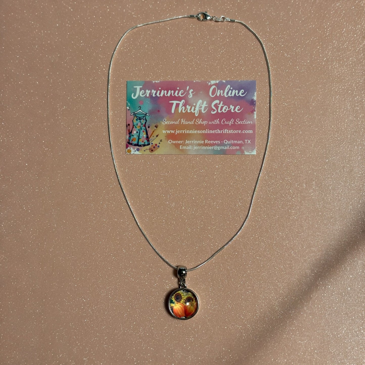 Sunflower and Pumpkin Snap Pendant Necklace