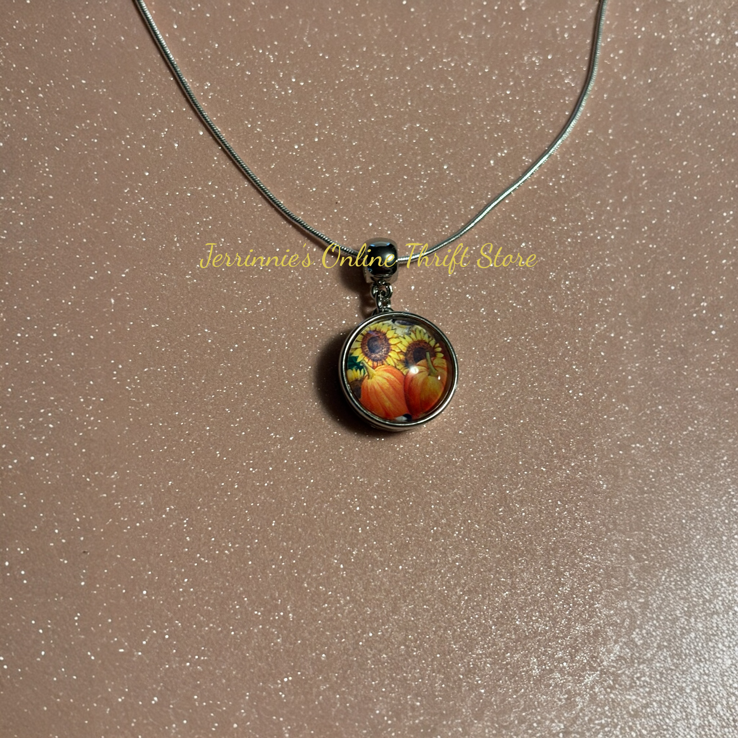 Sunflower and Pumpkin Snap Pendant Necklace