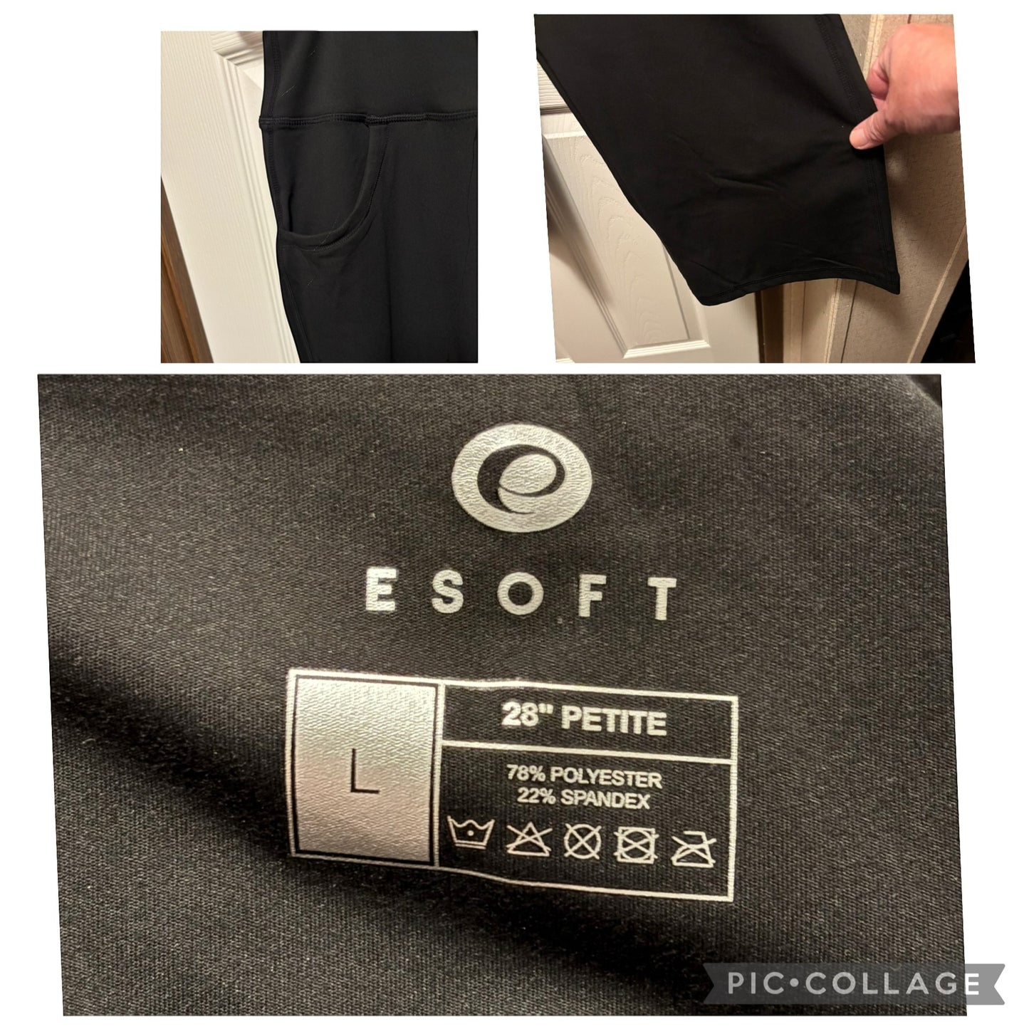 ESOFT Women's Large Active High-Rise Wide Leg Pants Yoga Pockets Black
