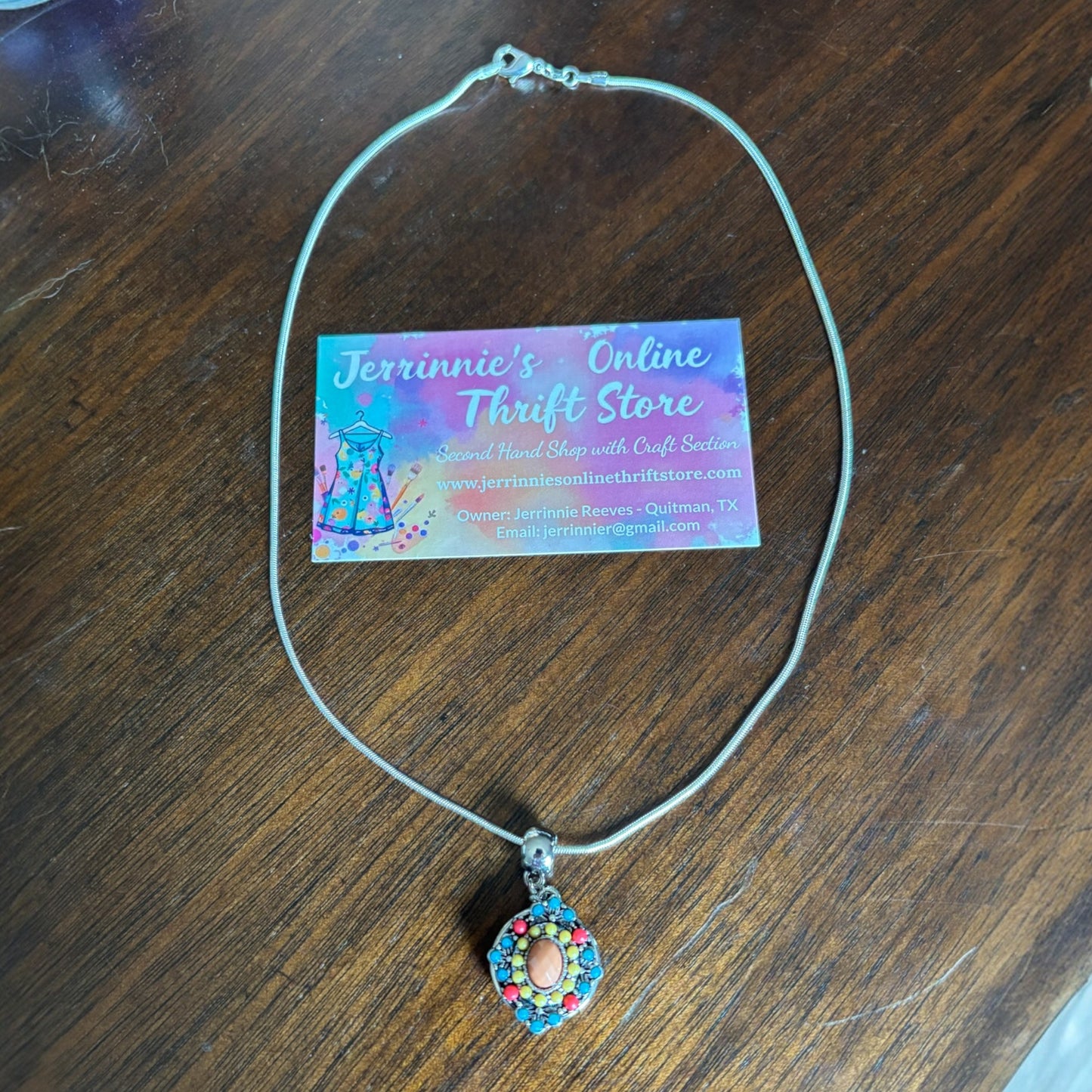Antique Bead Snap Aqua Coral Yellow Necklace