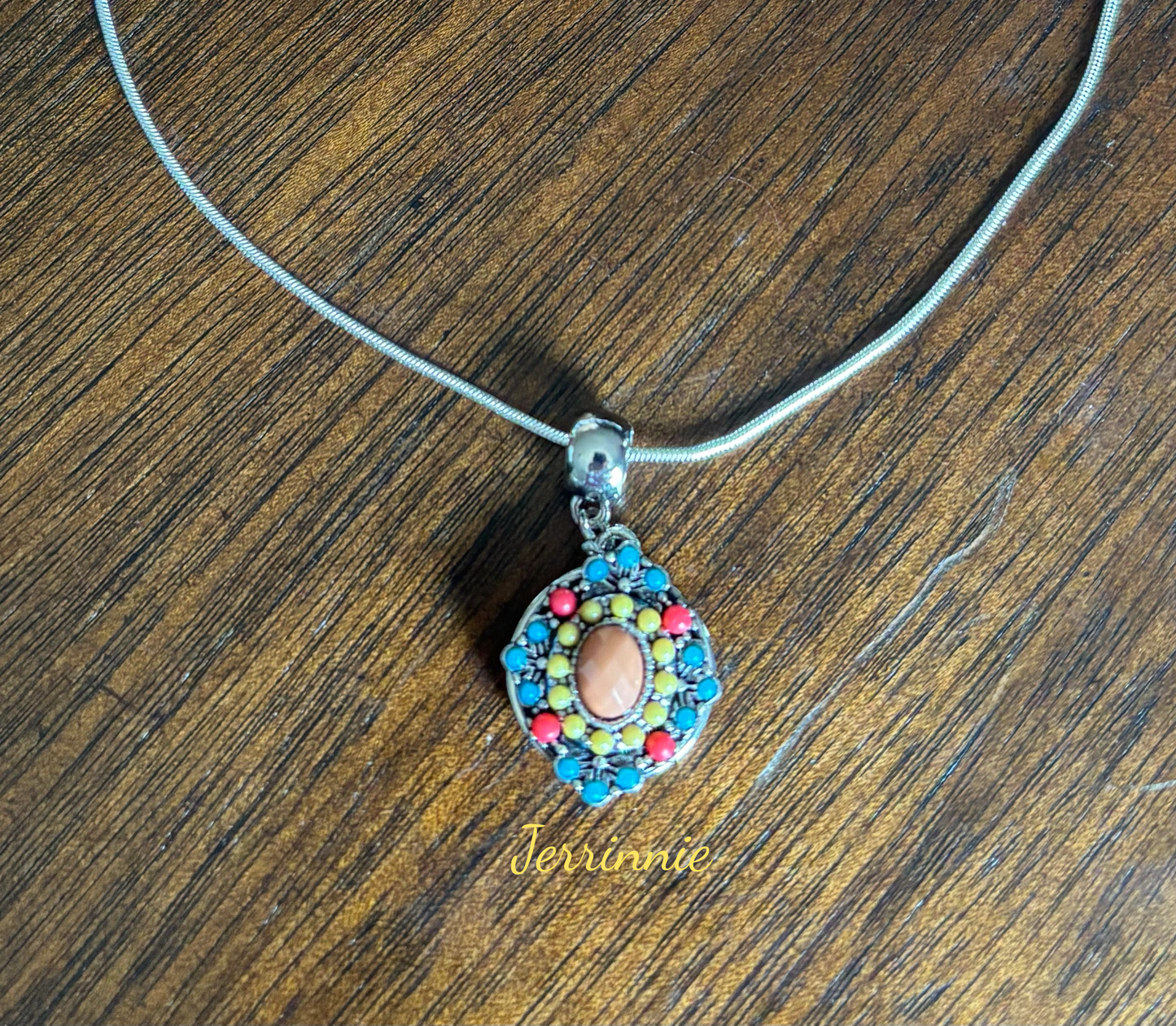 Antique Bead Snap Aqua Coral Yellow Necklace