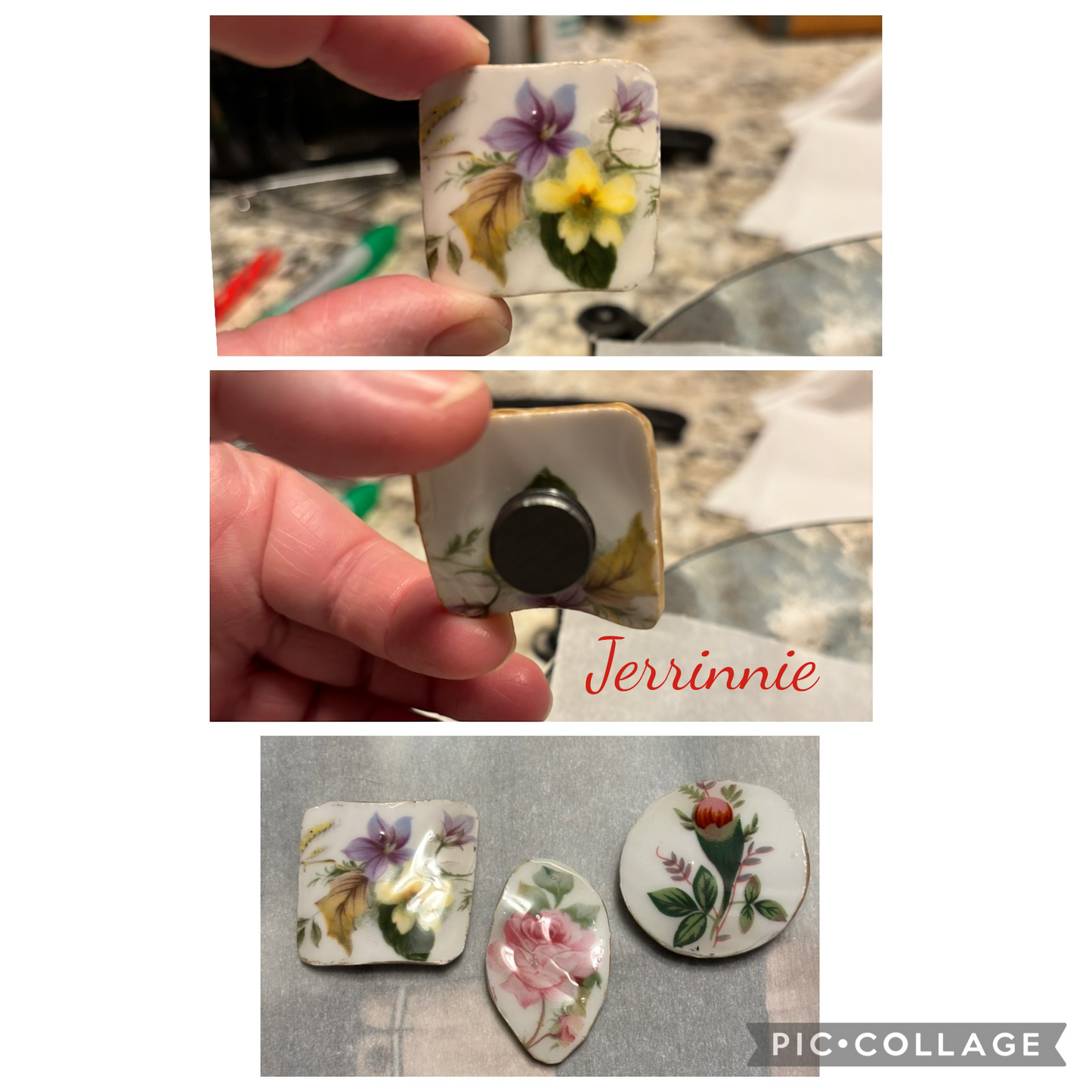 Handcrafted Porcelain Magnets Set of 3