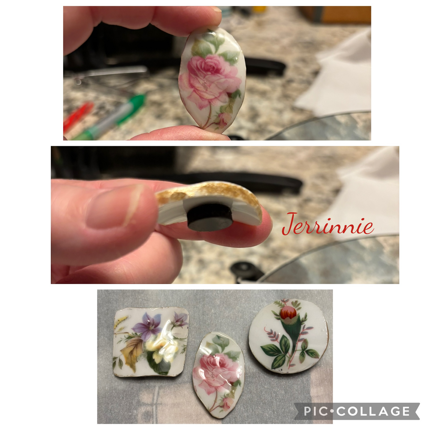 Handcrafted Porcelain Magnets Set of 3