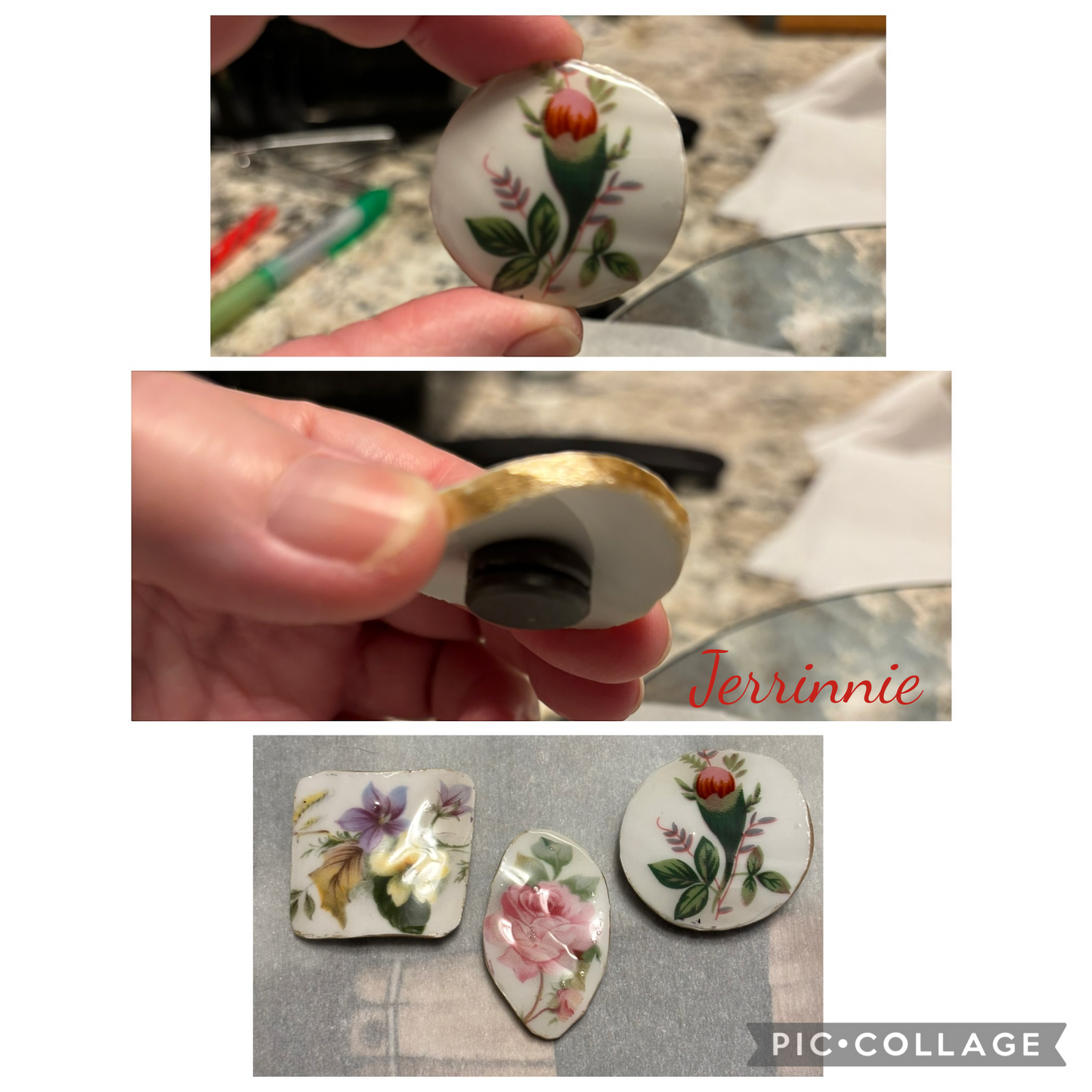 Handcrafted Porcelain Magnets Set of 3