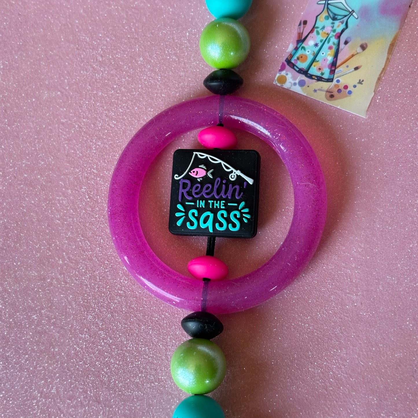 Reelin' in the Sass Beaded Car Charm - Handmade Rearview Accessory