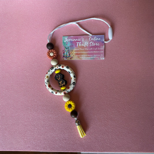 Dotson Dog Beaded Car Charm - Handmade Rearview Accessory